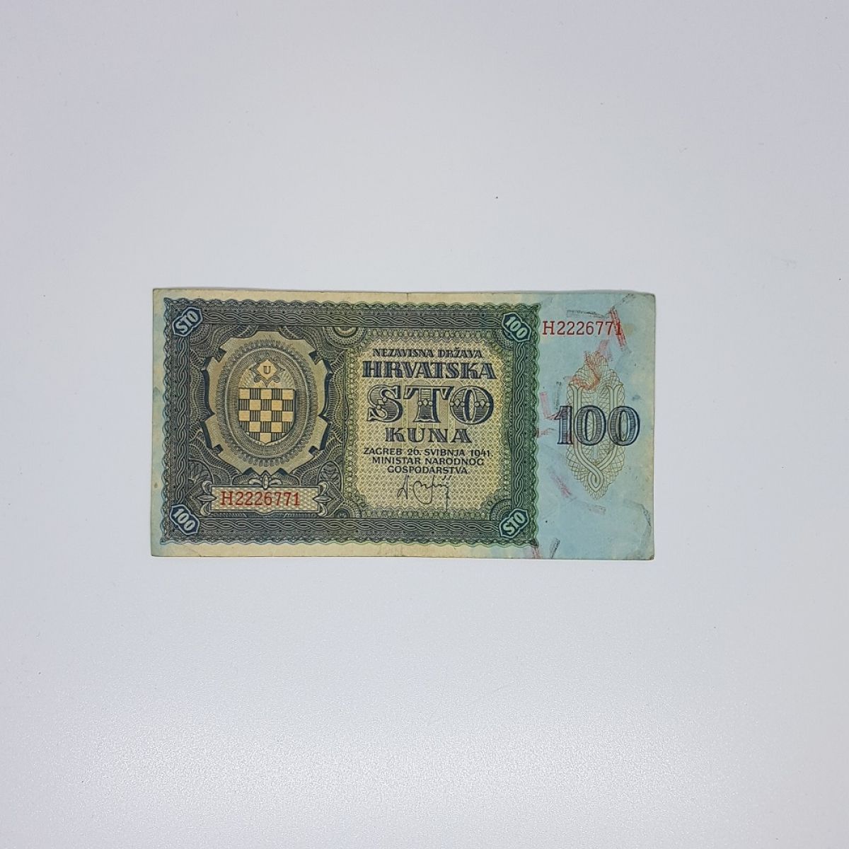 100 kuna , Nezavisna Država Hrvatska , 20.svibnja 1941.