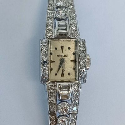 Hamilton Antikni sat od platine s dijamantima