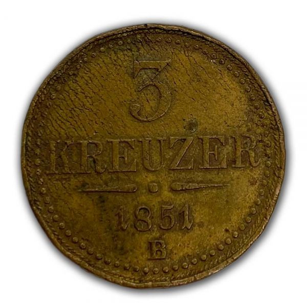Kovanica; 3 kreuzer 1851
