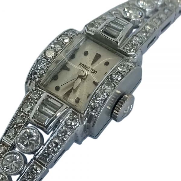 Hamilton Antikni sat od platine s dijamantima