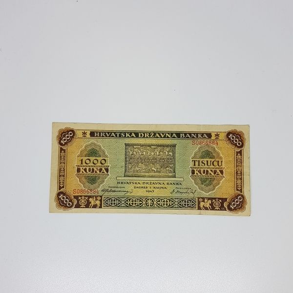 1000 kuna , Hrvatska Državna Banka, 1.rujna 1943.
